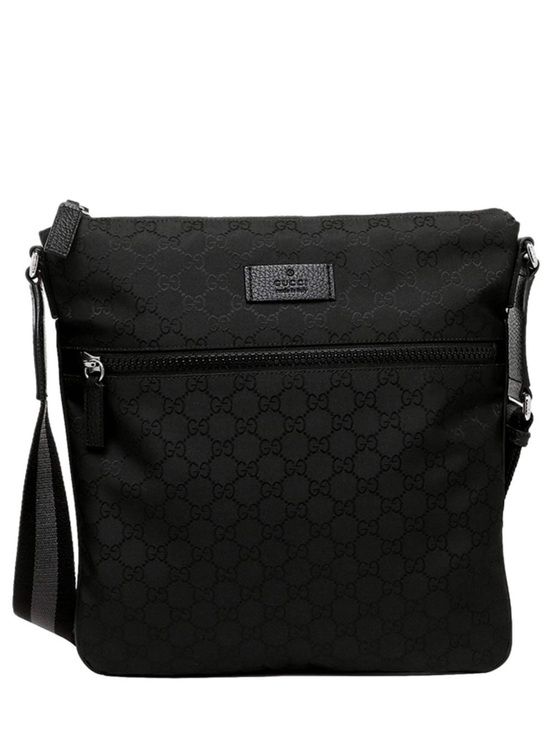 Gucci Handbags - Gucci Unisex GG Guccissima Web Black Canvas Messenger Bag Crossbody 449185
